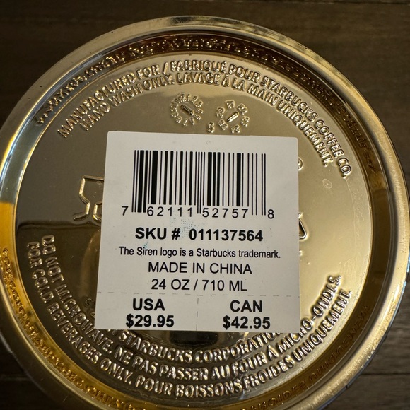 STARBUCKS Gold Studded Tumbler 2022 Fall Winter Holiday Bling 24 oz - Picture 6 of 7